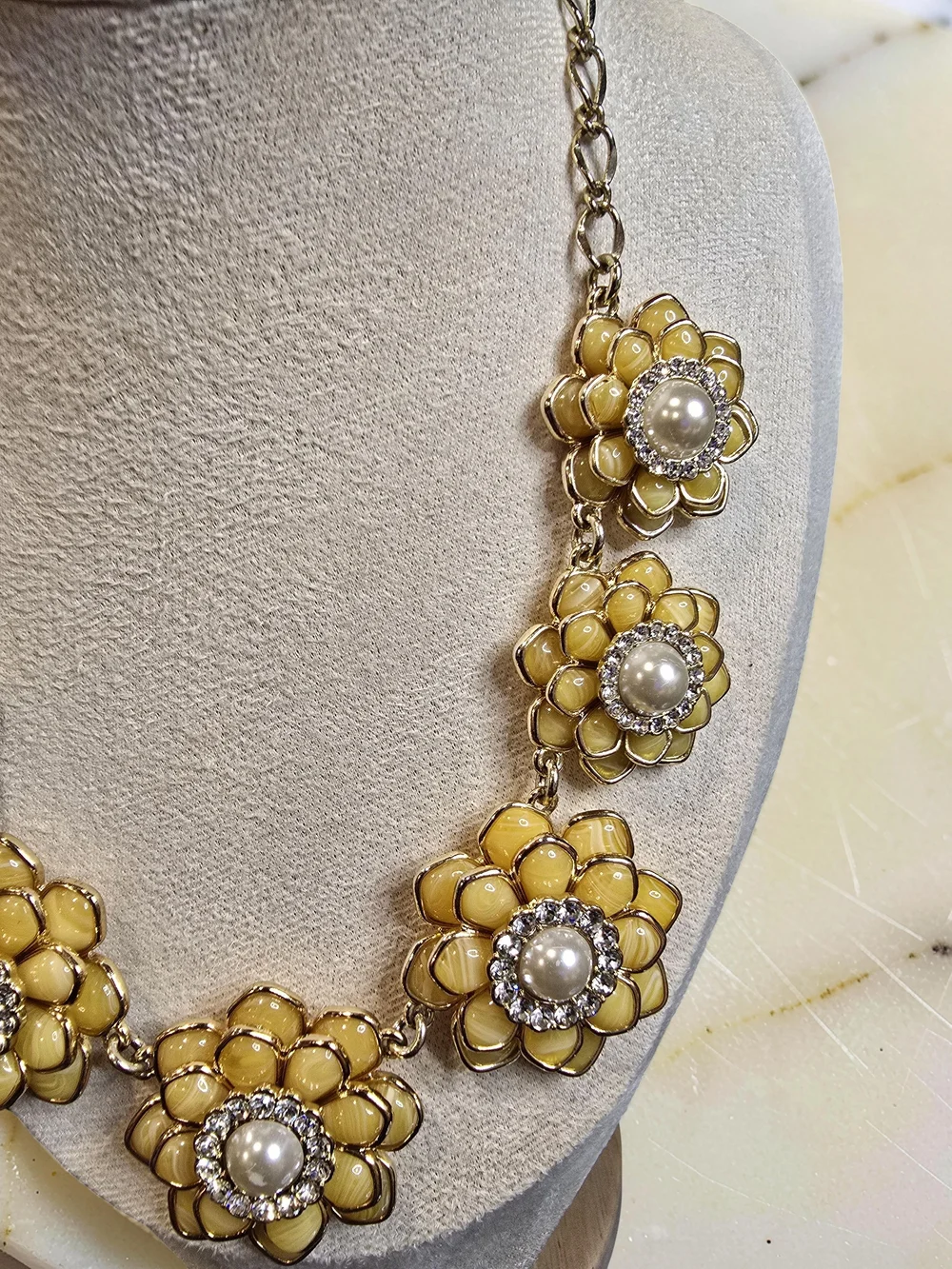 Kate Spade Sweet Zinnia Yellow Floral Statement Necklace EUC